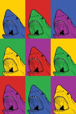 Shark Pop Art Cool Wall Decor Art Print Poster 12x18 - Image 1 of 3