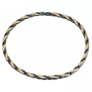 Men's Gold Black Titanium Energy Necklace with Gift Box Magnetic Bio Therapy - Picture 1 of 6