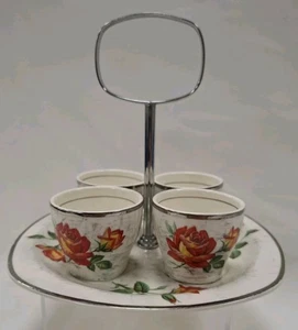 Midwinter Stylecraft Rose Marie gemusterte Eierbecher & Ständer modische Form, 1958 - Bild 1 von 12