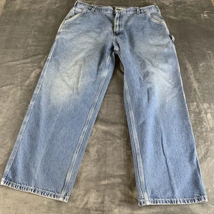 Carhartt Jeans Mens 40x32 Blue Denim Baggy B13 DST Carpenter Pants Workwear Y2K - Picture 1 of 10