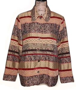 Alfred Dunner - Richly Colored Paisley Trim Tapestry Jacket - Women's Size 12 - Picture 1 of 3