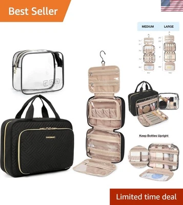 Elegante bolsa de aseo negra - Elegante organizador de maquillaje de viaje para mujer Foto 1 de 4