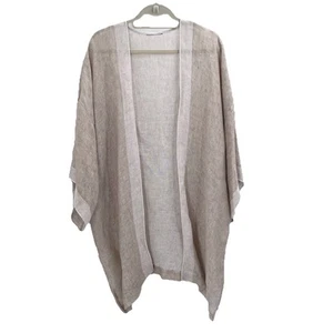 Eskandar Beige Oversized Lagenlook Sheer 100% Linen Duster Womens Size 1 - Picture 1 of 7
