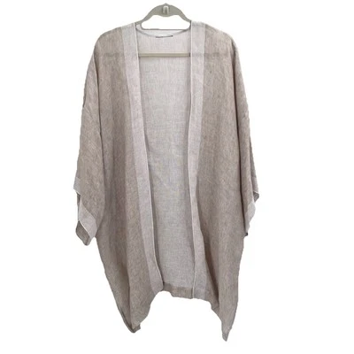 Eskandar Beige Oversized Lagenlook Sheer 100% Linen Duster Womens Size 1 - Image 1 of 4