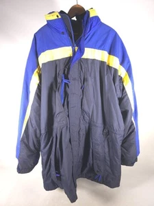KING SIZE BRAND MENS WINTER COAT THINSULATE REMOVABLE LINER BLUE YELLOW 2XL - Picture 1 of 18