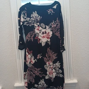 White House Black Market Floral Print Dress Womens Size Small 3/4 Sleeve Stretch - Picture 1 of 4