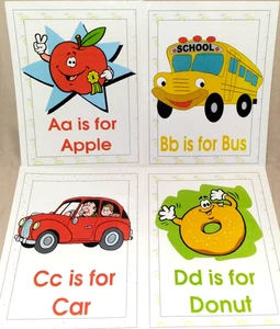 ABC PHONICS 26 Laminated 8x10 Wall Display Picture Letter Cards Homeschool Pre-K - Picture 1 of 7