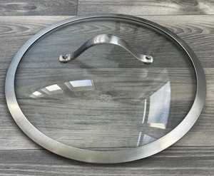 Calphalon 12” Round Glass Lid Replacement 11” Inside Rim Stainless Steel - Picture 1 of 5