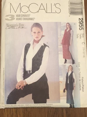 McCall’s Misses Unlined Vest Pull on Skirt Pants Pattern 2955 3 Hour Separates - Image 1 of 3