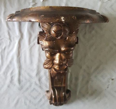 Antique Bracket Clock Shelf Support Gold Coloured 27cm Wide 20cm Deep 28cm Tall Cover