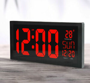 LED Digital Wall Clock Large Screen Calendar Thermometer Modern Electronic Clock