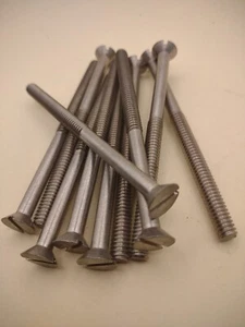 1/4""-20 x 4"" 18-8 Edelstahl Flachkopf Schlitzmaschine Schrauben 10er-Pack SSMS83 - Bild 1 von 3