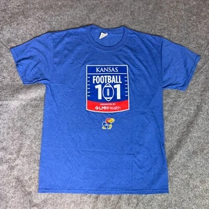Kansas Jayhawks Mens Shirt Large Blue Short Sleeve Tee College Top NCAA Football - Picture 1 of 8