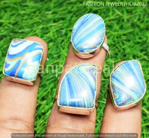 Rainbow Calsilica Gemstone Handmade Rings 10pcs Lot 925 Silver Plated Jewelry - Picture 1 of 1