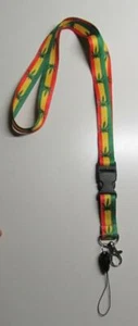 Green Yellow Red WEED Marijuana Leaf Pot 420 LANYARD KEY CHAIN Ring NEW - Picture 1 of 3