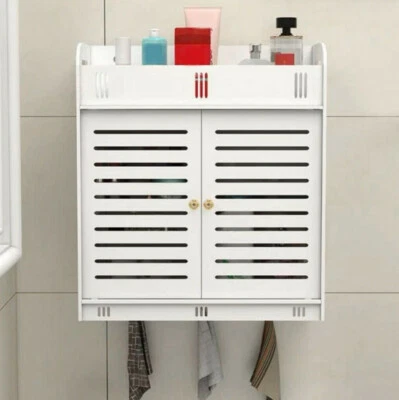Bathroom Cabinet Double Door Wall Mounted Cupboard Storage Furniture Unit White