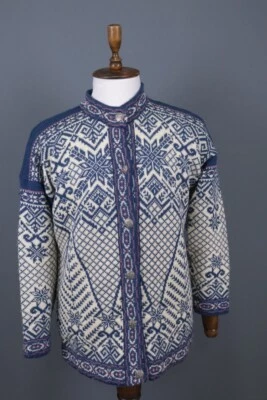 NORLENDER Blue Blue Fair Isle Button Knit Long Cardigan Sweater XL - Image 1 of 4