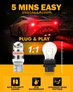 AUXBEAM 7443 7440 LED Red Brake Tail Light Parking Safety Warning Light Bulbs - Imagen 1 de 12