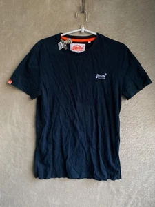 SuperDry Casual T-Shirts Top Size M Womens Navy Black Logo Short Sleeve - Picture 1 of 11
