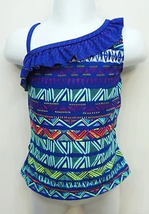 SO Blue Ruffle Tankini Top Swimwear Big Girls Kids S(7/8),XXL(16) - Picture 1 of 1