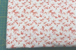 100 % Cotton fabric ~ Cream with tangerine flowers & vines ~ BTY - Picture 1 of 2