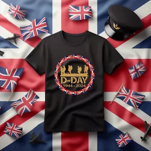 D-Day T Shirt, Normandy Landings tshirt ,D-Day Anniversary Tee , UK Flag t-shirt - Picture 1 of 5