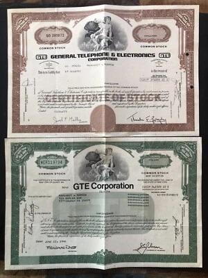 2 certificados de stock de teléfono y electrónica general (GTE) Foto 1 de 4