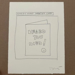 Seltene David Mamet getestet an Waisen schlechteste Grußkarte Kunstdruck signiert Bleistift - Bild 1 von 1
