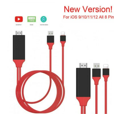 2M HDMI Audio Video Cable Phone to HDTV TV Adapter for iPhone 14 13 12 11 8 iPad - Image 1 of 4