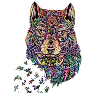 WOODVIO - Puzzle in legno per adulti e bambini - Lupo, 183 pezzi (48 x 30 cm) - Immagine 1 di 4