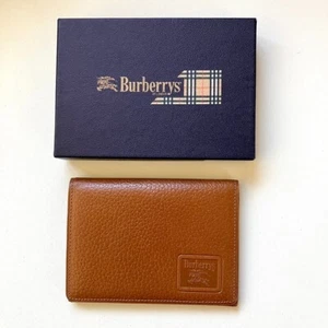 Burberrys Authentic Business Card Holder Compact Wallet Purse Card Case Leather - Picture 1 of 10