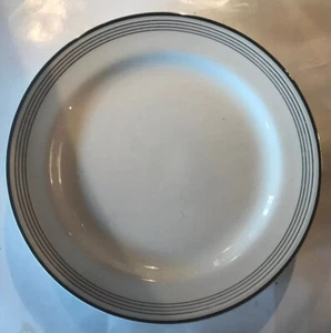 7- Homer Laughlin, Eggshell Nautilus Dinner Plates, Platinum striped-Nice! - Picture 1 of 9