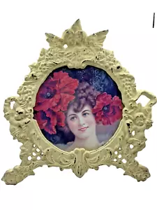 Cast Iron Picture Frame Cherubs Angels Decor Classic 12" tall Victorian Vintage - Picture 1 of 14