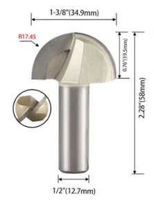 Perfil de carburo cala redonda 35 mm D Sh 12,7 mm 1/2" 17,5 mm rueda herramienta CNC router MDF - Imagen 1 de 1