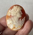 VERY LARGE ~45x34mm Vintage Loose Oval Portrait Cameo Shell Jewellery Making