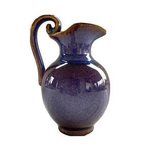 Stoneware Pitcher Lavender Blue Sturdy Spiral Handle Beautiful Pottery Jug 8.5” - Picture 1 of 8
