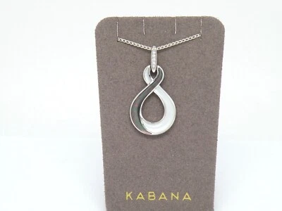 Autêntico Kabana ouro branco 14k, madrepérola preta e branca, diamante, pingente - Imagem 1 de 4