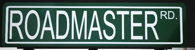 Letrero de calle de metal ROADMASTER ROAD Buick cabeza de clavo para bicicleta 401 barra de garaje Rat Rod Foto 1 de 1