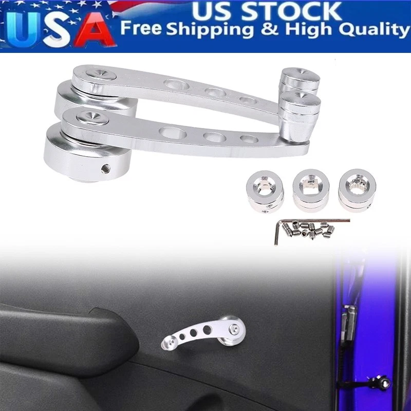 Manivela de ventana de aluminio cromado Billet de 2 piezas para Hot Rod Chevy Ford Chrysler Foto 1 de 4