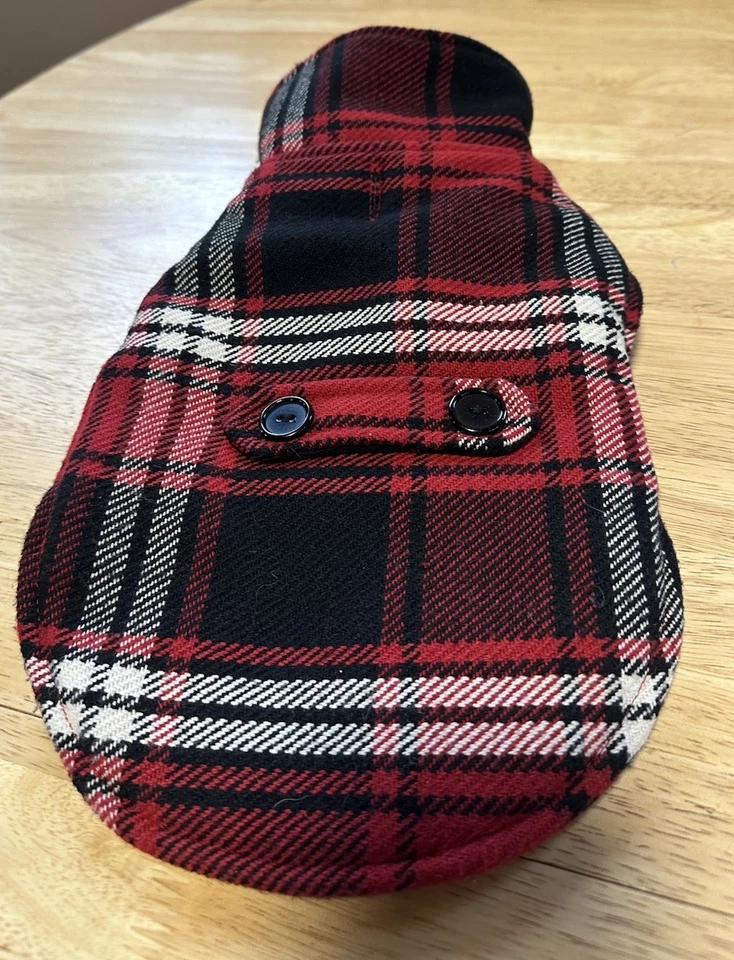 Abrigo Chaqueta A Cuadros SimplyDog Invierno Rojo y Negro Pequeño Mezcla Lana/Poliéster Usado Foto 1 de 4