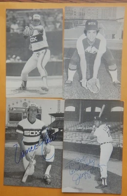 4 Chicago White Sox George Brace Postcards, 2 Signed: Law, Dotson, Long, Chappes - Image 1 of 2
