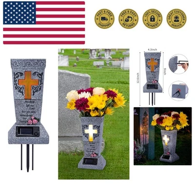 Jarrón solar para tumbas de cementerio con LED para lápidas de flores frescas/artificiales Va... Foto 1 de 4