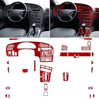 Juego completo de 32 kits de molduras decorativas de fibra de carbono roja para coche Saab 9-5 1997-2005 Foto 1 de 4
