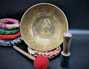 Gorgeous 10" Mantra singing bowl, handmade bowl for meditation, chakra healing - Picture 1 of 11