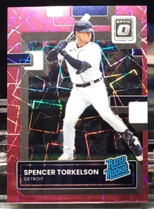 SPENCER TORKELSON 2022 Optic #100 Rated Rookie Rosa Velocità/249 MLB Tigers - Foto 1 di 2
