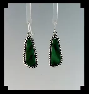 Handcrafted Sterling and Malachite Earrings - Picture 1 of 5