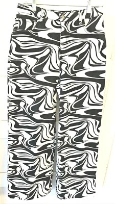 Ladies So Goods For Life White Black Swirl Print Stretch Jeans Wide Leg Size 9 - Изображение 1 из 4