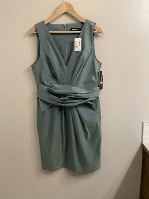 DKNY Women’s NWT Size 12 Green Fancy Gathered Waist Sleeveless Dress MSRP $295 - Image 1 of 4