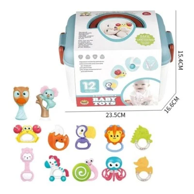 12 PCS Rattle and Teether Teething Toys with Box for Babies 3 months and above - Image 1 of 4