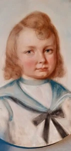 Pastel Ancien Portrait D'enfant Daté 1921 Et Signé - Foto 1 di 10